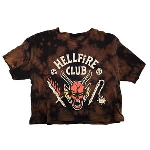 Stranger Things Hellfire Club Bleach Dye Crop Top T-Shirt - Size M